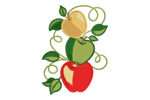 Apple Trio Vine: A Whimsical Touch for Seasonal Embroidery