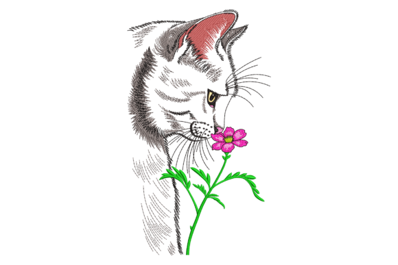 Cat with Flower Embroidery Design Review for Etsy Sellers