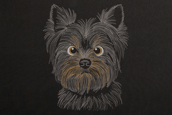 Charming Yorkshire Terrier Head for Holiday Embroidery