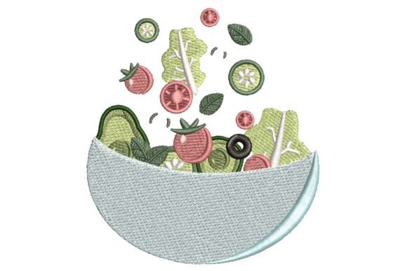 Fresh Avocado Salad Bowl: A Versatile Embroidery for Foodie Crafts