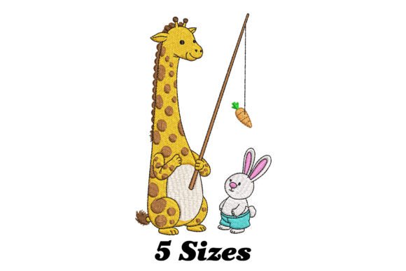 Funny Giraffe and Rabbit: A Whimsical Design for Craft Fair Charm