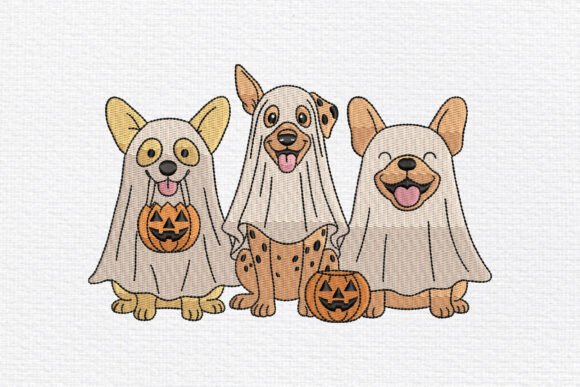 Ghost Dogs Halloween: A Charming Touch for Personalized Embroidery