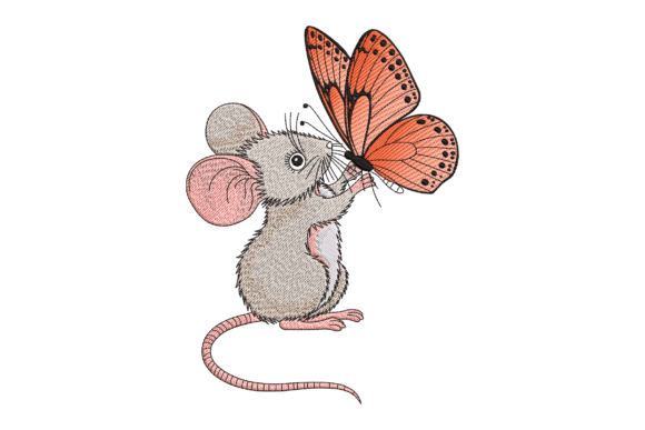 Mouse with Butterfly: A Charming Embroidery Design for Boutique Sweatshirts