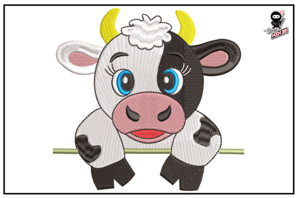 Peeking Baby Cow: A Charming Embroidery Design for Personalized Gifts