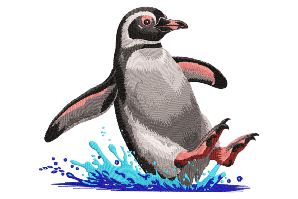 Penguin Splash: A Charming Embroidery Design for Etsy Sellers