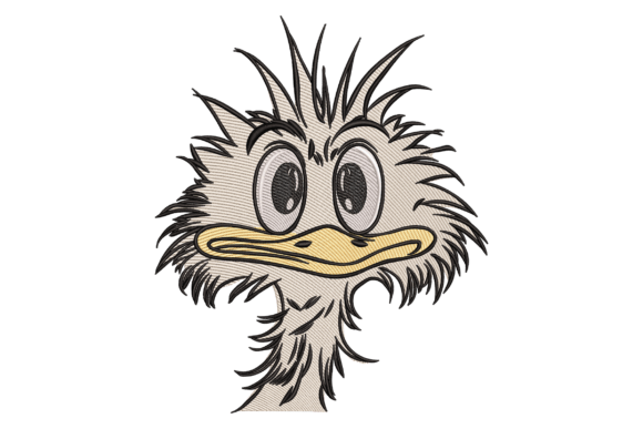 Quirky Ostrich Face: A Fun, Versatile Design for Small Business Embroidery