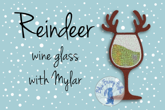 Reindeer Wine Glass: A Festive Embroidery Design for Boutique Sweatshirts