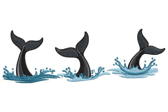 Whale Tails Splashing: A Seasonal Embroidery Gem